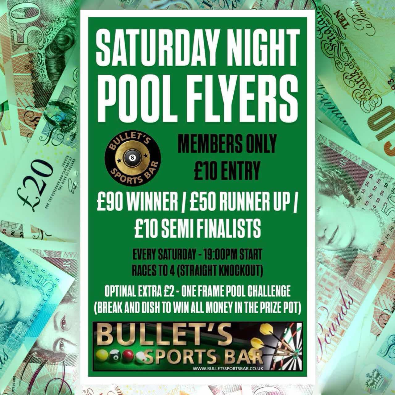 Saturday Night Pool Flyers
